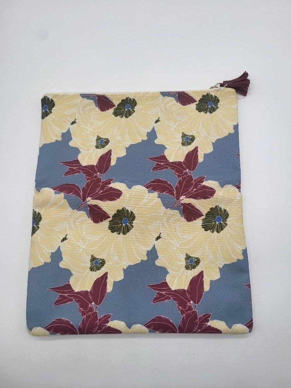 Rachel Pally Floral Zipper Pouch Fold Over Reversible Vegan Leather Canvas Print